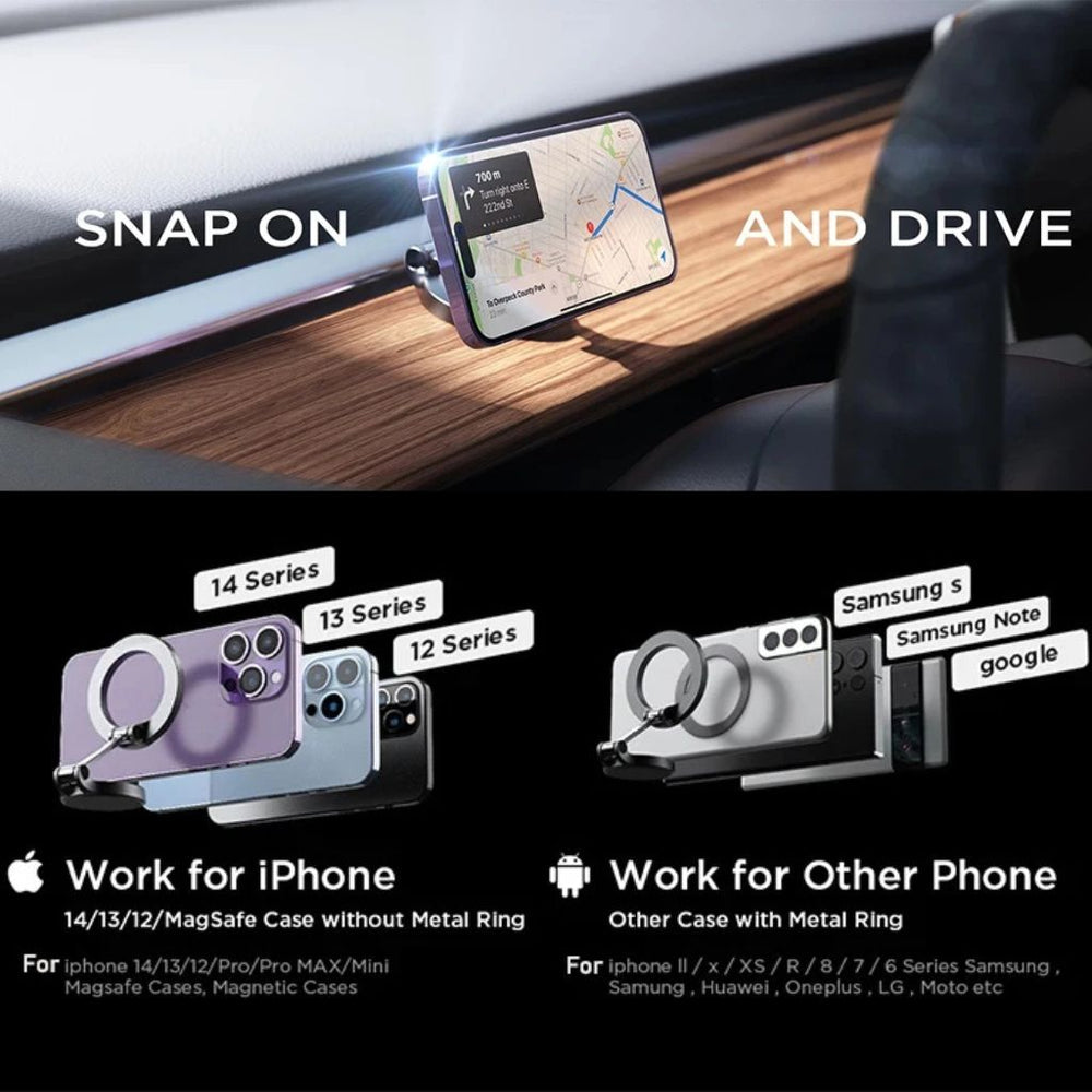 Magnetic Car Phone Holder with Rotation &amp; Fold