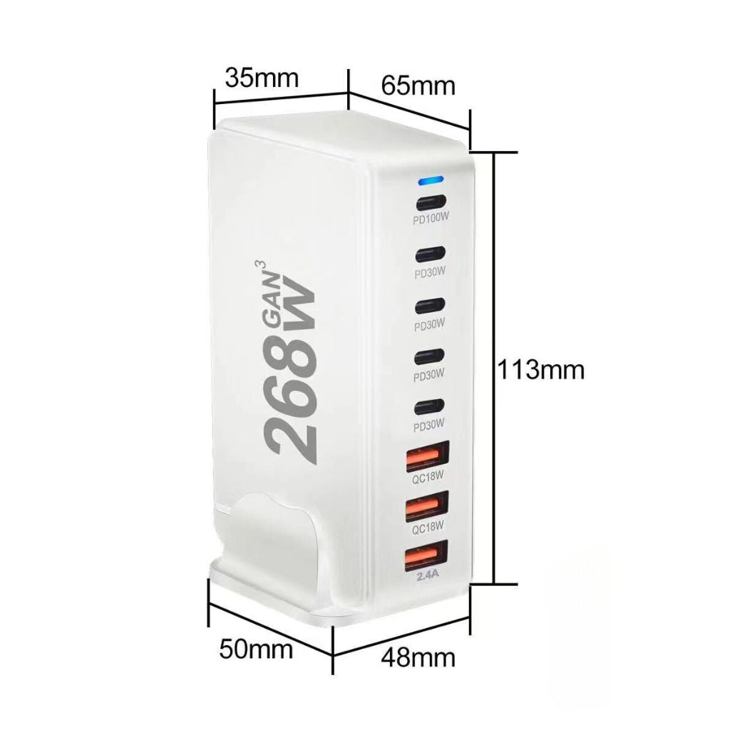 268W GaN 8-Port USB-C Charger