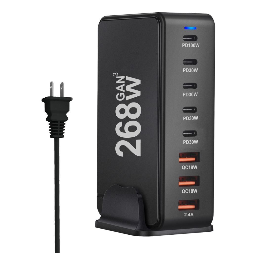 268W GaN 8-Port USB-C Charger