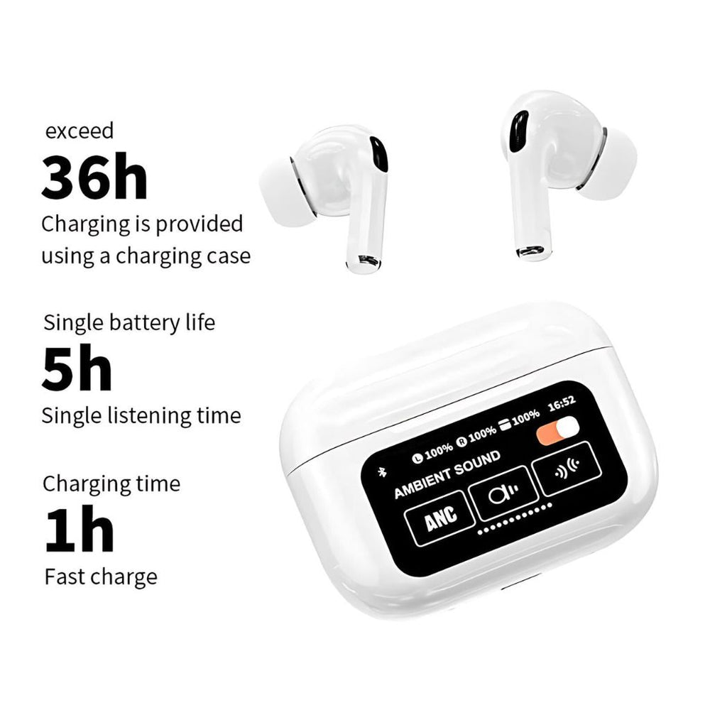 Wireless Earbuds with LCD Touchscreen